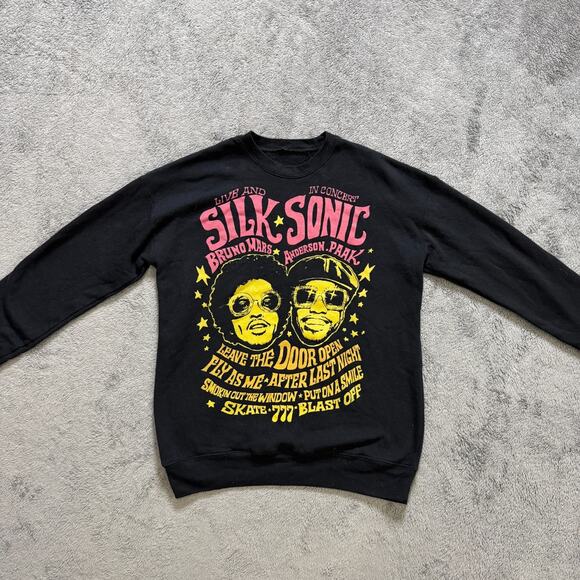 Silk Sonic Sweater Bruno Mars Anderson Paak Live Sweatshirt Crew Neck Womens M - Picture 1 of 5